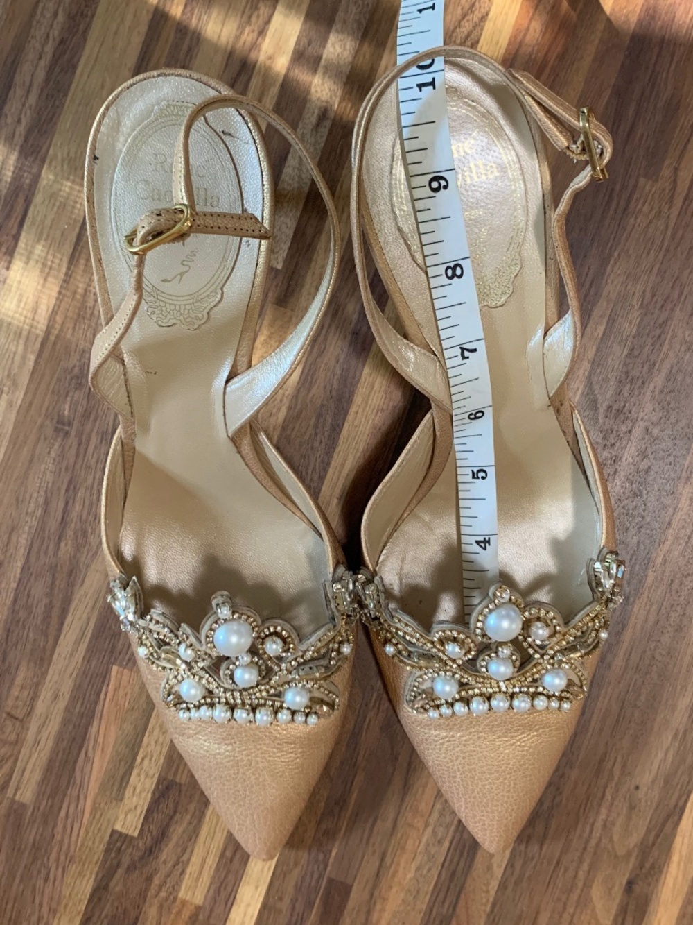 Rene Caovilla Embellished Champagne Heels - Picture 15 of 15